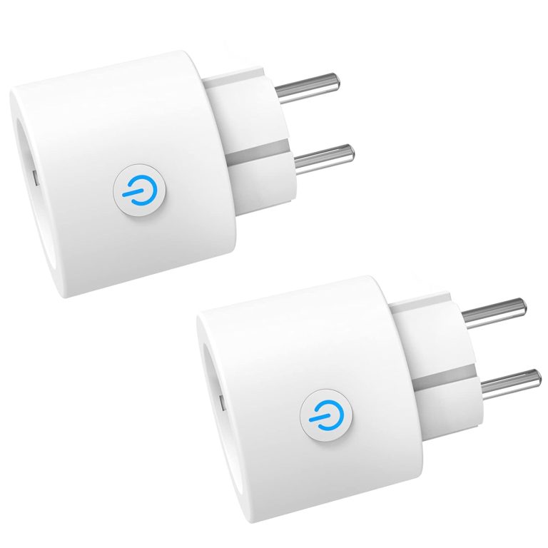 ANTELA Prise Connectée WiFi 16A Mesure de Consommation Électrique, Prise Intelligente compatible avec Alexa, Google Home, Smart Life APP, 2PCs