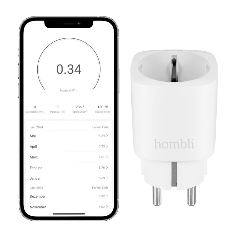 Hombli Smart Socket EU, Prise Wi-Fi Intelligente avec Surveillance de l'Énergie, compatible Alexa et Google Assistant