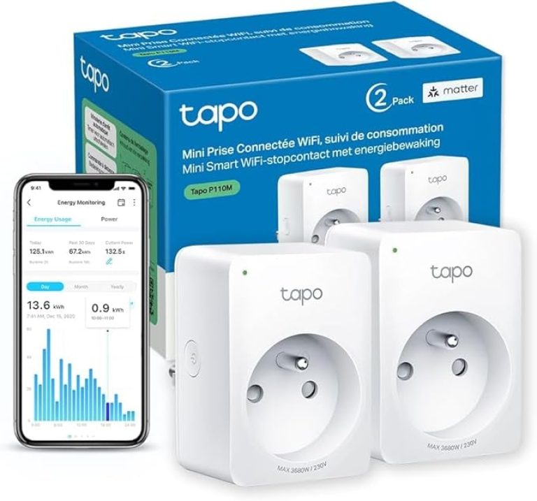 Tapo Matter Prise Connectée Alexa WiFi FR, Suivi de Conso 16A Type E P110M